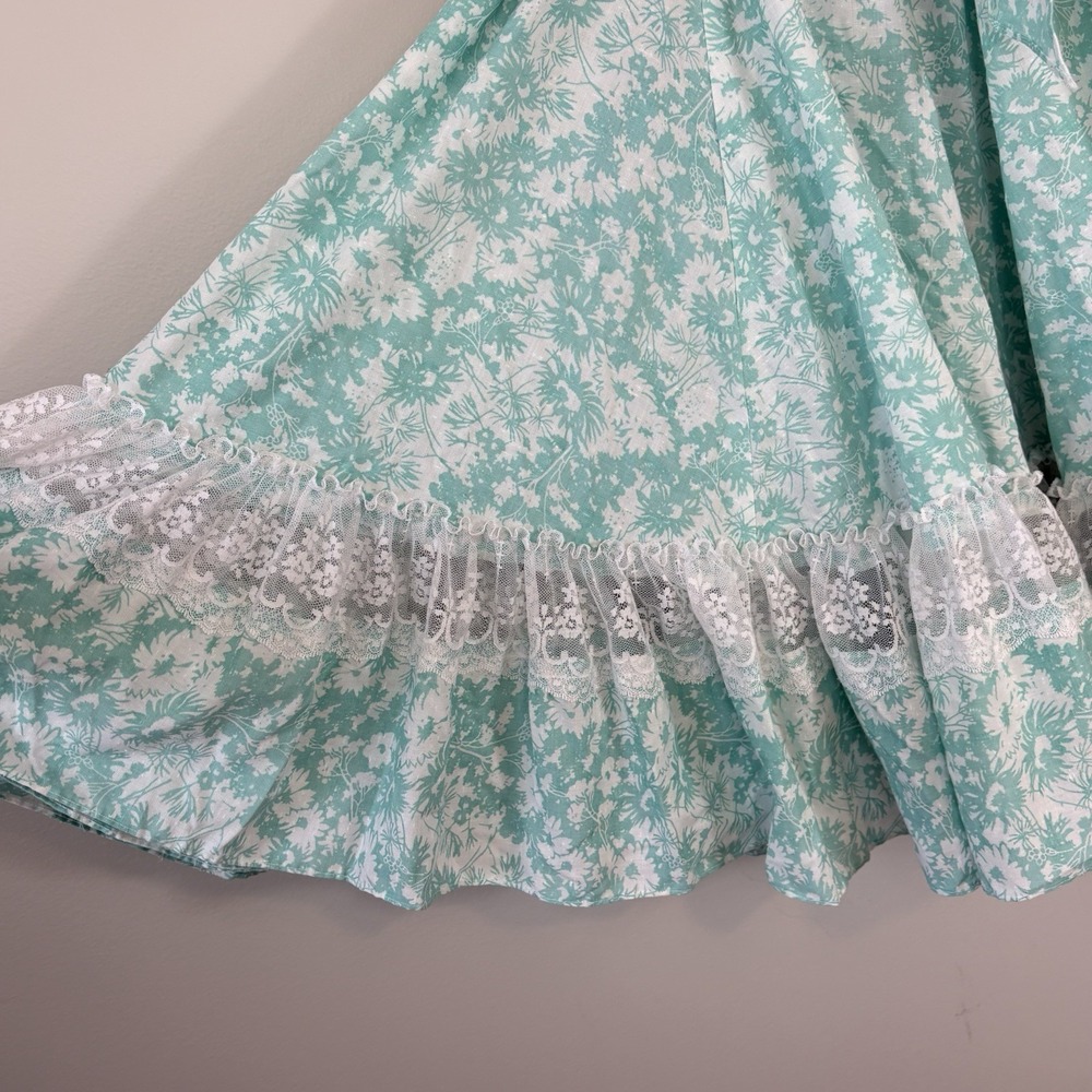 Country Western Puff Sleeve 60s 70s Vintage Full Circle Skirt Prairie Dress S/M - Picture 6 of 13